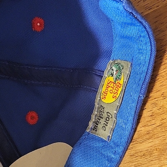 Unique Bass Pro Shops Snapback Blue Hat Red Gray Embroidered Flames & Stars RARE - Picture 6 of 8